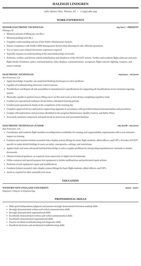 military electronic technician resume.